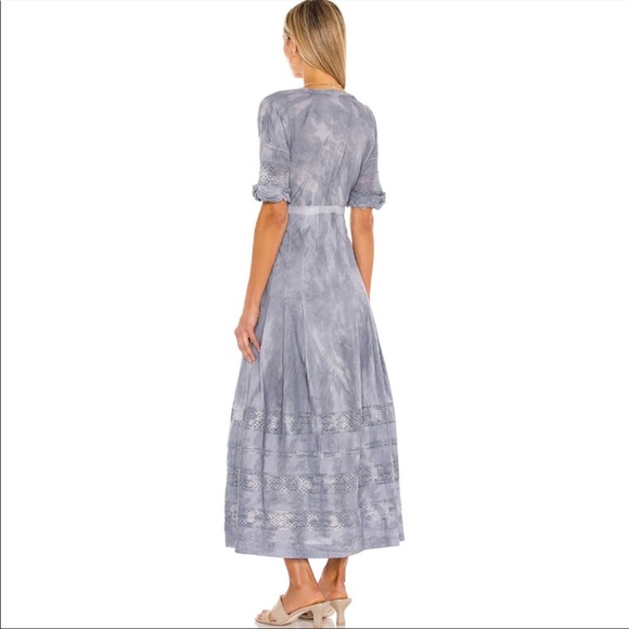 LoveShackFancy, Edie Button Up Short Sleeve Cottagecore Midi Length Dress - Picture 3 of 10